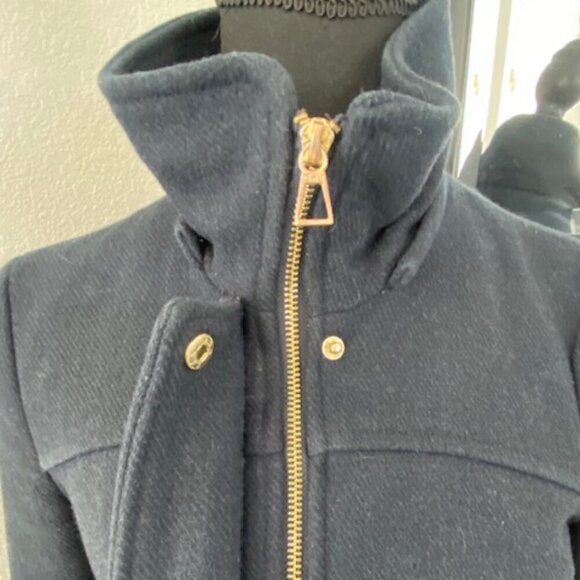 ZARA Trafaluc Navy Blue Wool Parka Coat Jacket XS - Picture 6 of 14